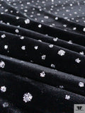 Stretch Velvet with Glitter Clusters - Black / Silver