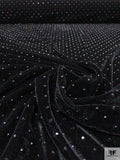 Stretch Velvet with Black Rhinestones - Black