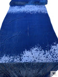 Abstract Burnout Velvet Panel - Celtic Blue