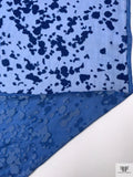 Abstract Burnout Velvet Panel - Celtic Blue
