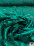 Italian Floral Silhouette Burnout Panné Velvet - Emerald Green