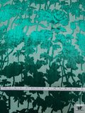 Italian Floral Silhouette Burnout Panné Velvet - Emerald Green