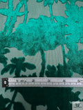 Italian Floral Silhouette Burnout Panné Velvet - Emerald Green