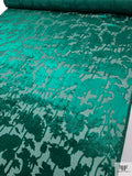 Italian Floral Silhouette Burnout Panné Velvet - Emerald Green