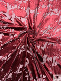 Italian Floral Silhouette Burnout Panné Velvet - Burgundy