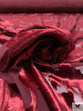 Italian Floral Silhouette Burnout Panné Velvet - Burgundy