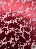 Italian Floral Silhouette Burnout Panné Velvet - Burgundy