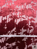Italian Floral Silhouette Burnout Panné Velvet - Burgundy
