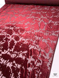 Italian Floral Silhouette Burnout Panné Velvet - Burgundy