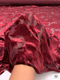 Italian Floral Silhouette Burnout Panné Velvet - Burgundy