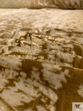 Abstract Ombré Burnout Velvet with Lurex Pinstripes - Olive / Gold / Cream