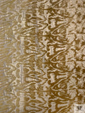 Abstract Ombré Burnout Velvet with Lurex Pinstripes - Olive / Gold / Cream