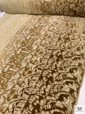 Abstract Ombré Burnout Velvet with Lurex Pinstripes - Olive / Gold / Cream