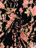 Floral Printed Burnout Velvet - Black / Pink / Greens / Red