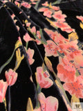 Floral Printed Burnout Velvet - Black / Pink / Greens / Red