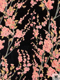 Floral Printed Burnout Velvet - Black / Pink / Greens / Red