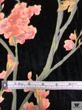 Floral Printed Burnout Velvet - Black / Pink / Greens / Red