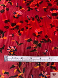 Floral Vine Printed Velvet - Deep Red / Amber / Navy / Black