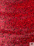 Floral Vine Printed Velvet - Deep Red / Amber / Navy / Black