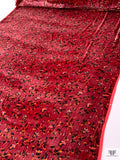 Floral Vine Printed Velvet - Deep Red / Amber / Navy / Black