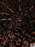 Floral Printed Velvet with Textured Dots - Black / Brown / Evergreen / Gold