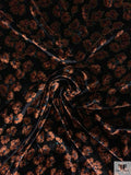 Floral Printed Velvet with Textured Dots - Black / Brown / Evergreen / Gold