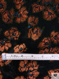 Floral Printed Velvet with Textured Dots - Black / Brown / Evergreen / Gold