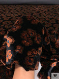 Floral Printed Velvet with Textured Dots - Black / Brown / Evergreen / Gold
