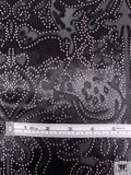 Damask Burnout Panné Velvet with Printed Dots - Black / Blush White