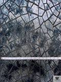 Geometric Burnout Stretch Velvet - Black / Grey / Smoky Blues