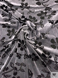 Floral Burnout Stretch Velvet - Grey / Black