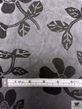 Floral Burnout Stretch Velvet - Grey / Black