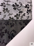 Floral Burnout Stretch Velvet - Grey / Black