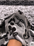 Floral Burnout Stretch Velvet - Grey / Black
