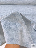 Distressed-Look Printed Velveteen - Powder Blue