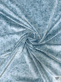 Distressed-Look Printed Velveteen - Cerulean Blue