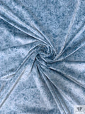 Distressed-Look Printed Velveteen - Blue