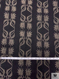 Italian Trailing Floral Jacquard Weave Bottom-Weight Stretch Denim - Black / Smokey Taupe / Midnight Green