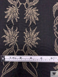 Italian Trailing Floral Jacquard Weave Bottom-Weight Stretch Denim - Black / Smokey Taupe / Midnight Green