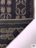 Italian Trailing Floral Jacquard Weave Bottom-Weight Stretch Denim - Black / Smokey Taupe / Midnight Green