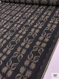 Italian Trailing Floral Jacquard Weave Bottom-Weight Stretch Denim - Black / Smokey Taupe / Midnight Green