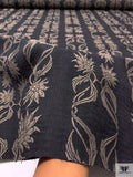 Italian Trailing Floral Jacquard Weave Bottom-Weight Stretch Denim - Black / Smokey Taupe / Midnight Green