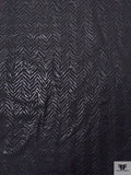 Broken Chevron Rubberized Printed Denim Panel - Black