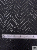 Broken Chevron Rubberized Printed Denim Panel - Black
