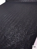 Broken Chevron Rubberized Printed Denim Panel - Black