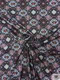 Ikat Printed Stretch Denim - Black / Deep Red / Navy / Yellow