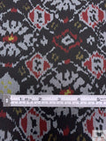 Ikat Printed Stretch Denim - Black / Deep Red / Navy / Yellow
