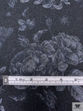 Floral Printed Twill Weave Stretch Denim - Navy / Off-White