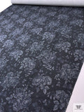 Floral Printed Twill Weave Stretch Denim - Navy / Off-White
