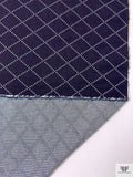 2-Ply Woven Diamond Novelty Denim - Navy Blue / White